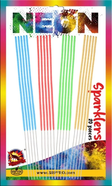 Kolorowe Neonowe Zimne Ognie CLE6303 - 20 sztuk 28 cm