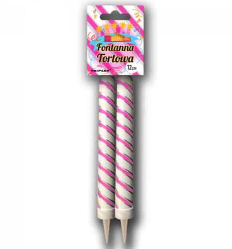Fontanna tortowa 12 cm różowa TXF558 2 sztuki