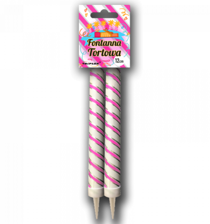 Fontanna tortowa 12 cm różowa TXF558 2 sztuki