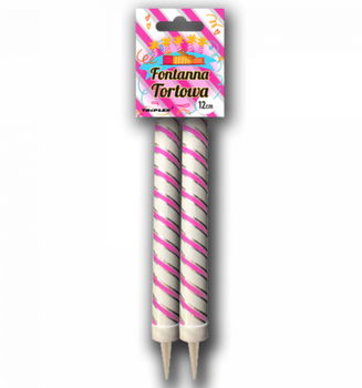 Fontanna tortowa 12 cm różowa TXF558 2 sztuki