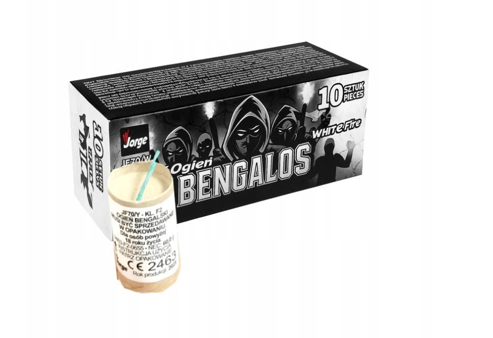 Ogień Wrocławski Bengalos Biały JF70/W 10 sztuk
